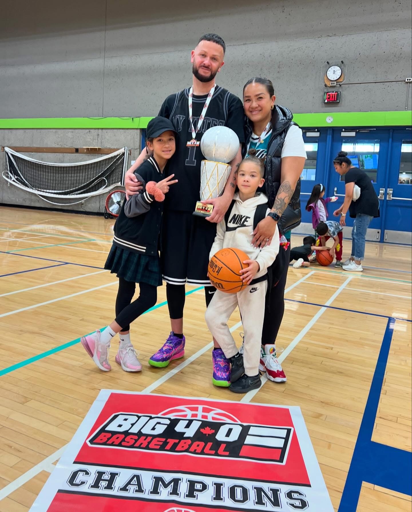 Dehara with family at Big 4-0 Basketball tournament